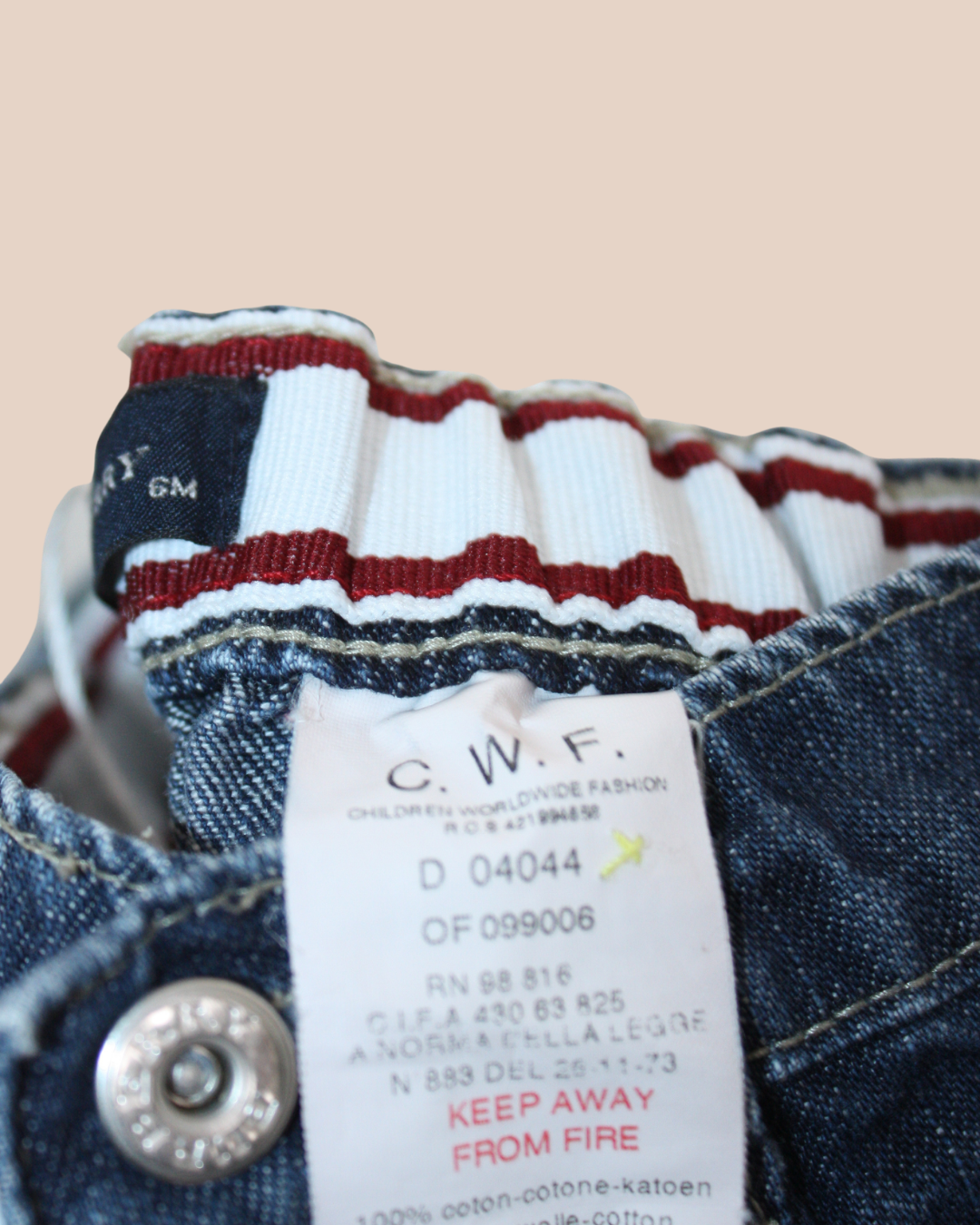 Jean baggy à bordure en tartan 6 mois