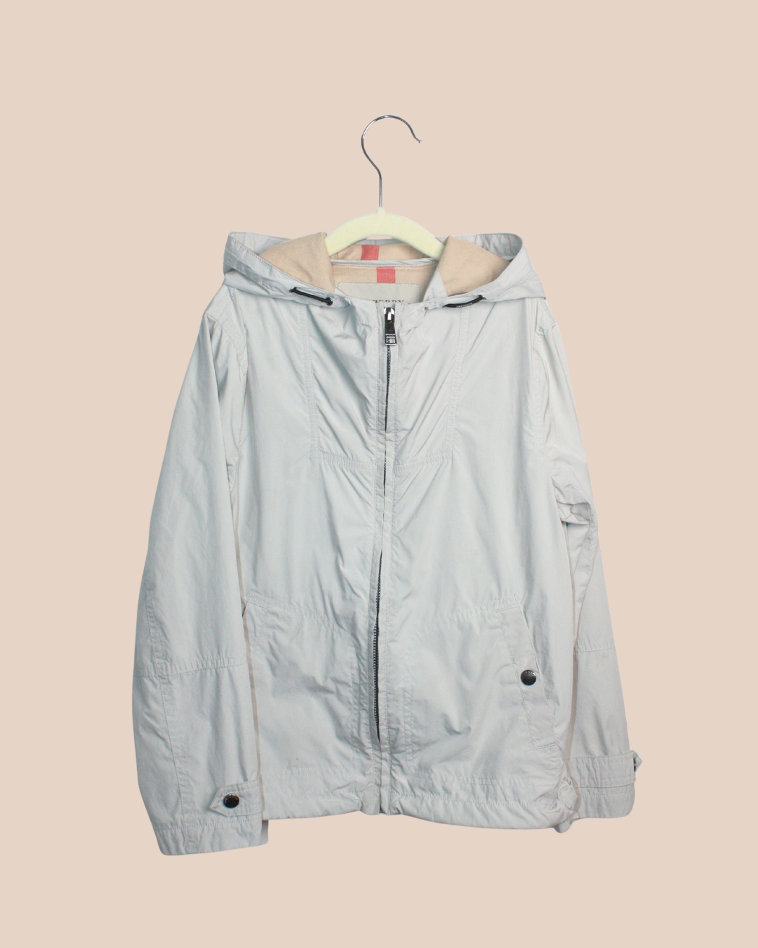 Blouson coupe-vent à capuche beige 8 ans