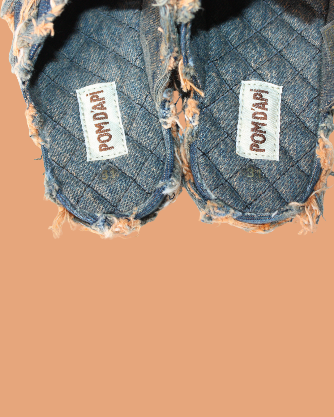 Mules en jean et carreaux oranges pointure 31