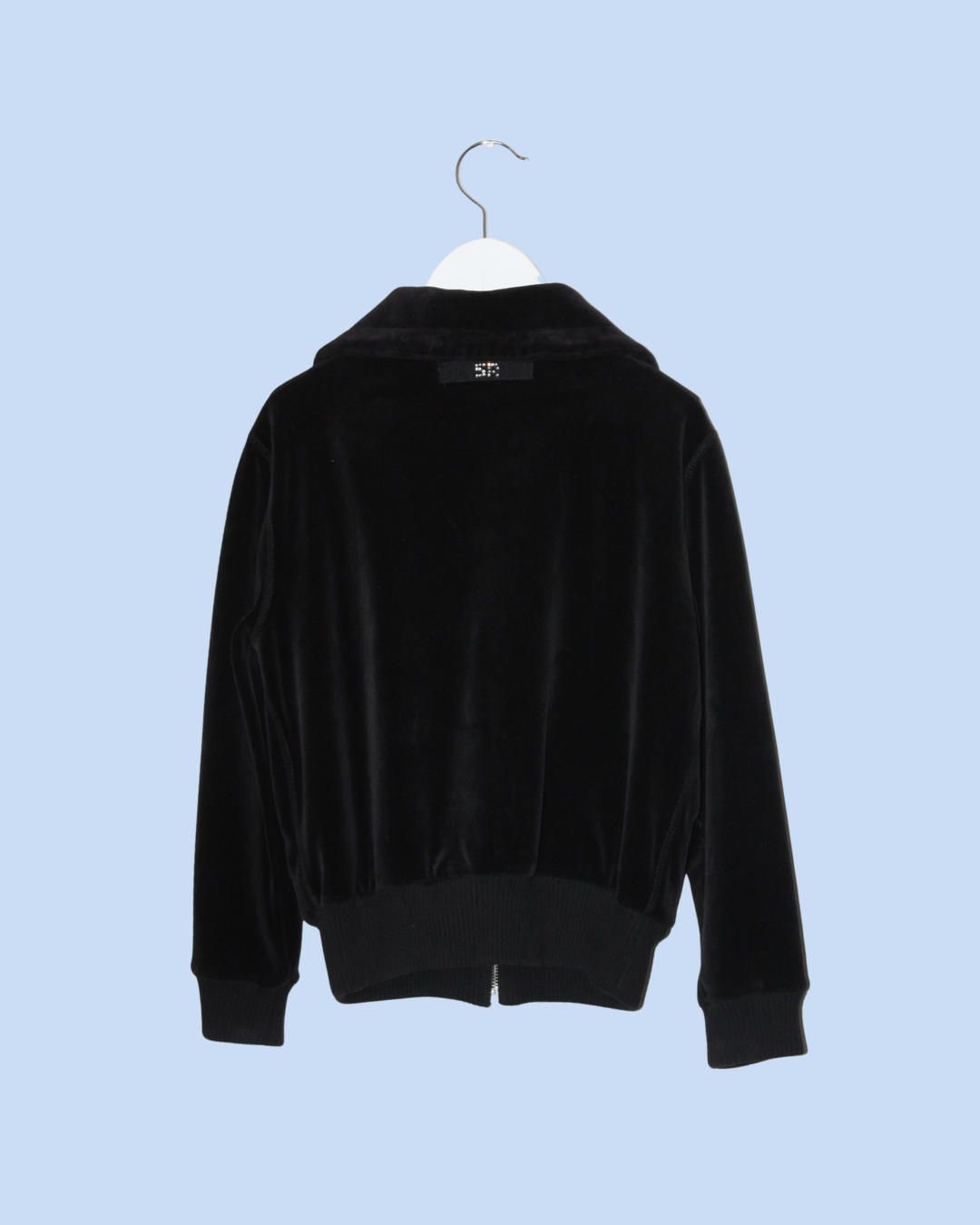 Sweatshirt noir en velours peau de pêche 8 ans