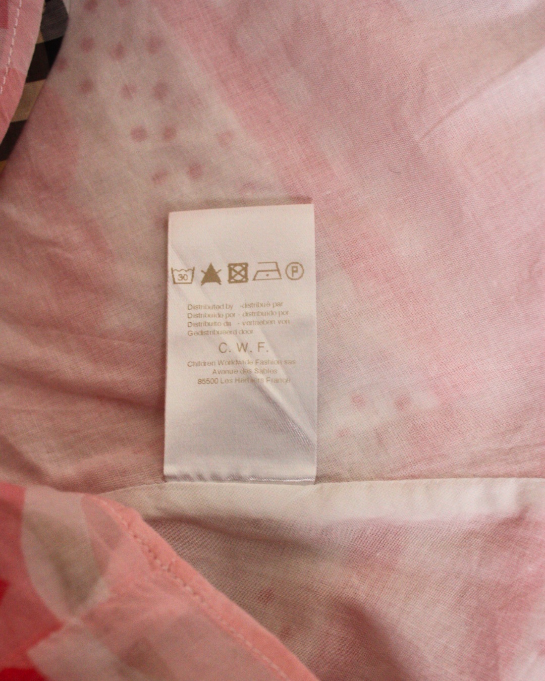 Robe en coton blanche et rose à col corolle 3 mois