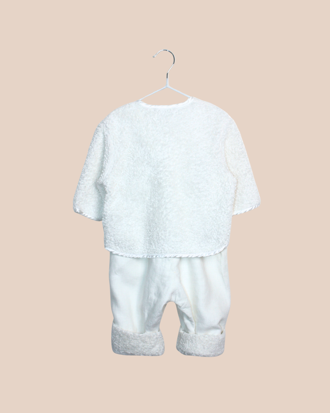 Ensemble cardigan et pantalon blancs en lin et coton 9 mois