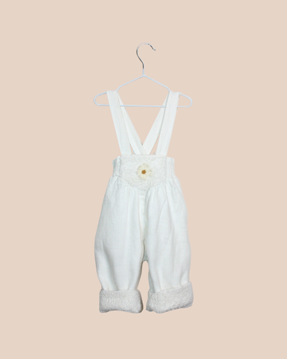 Ensemble cardigan et pantalon blancs en lin et coton 9 mois