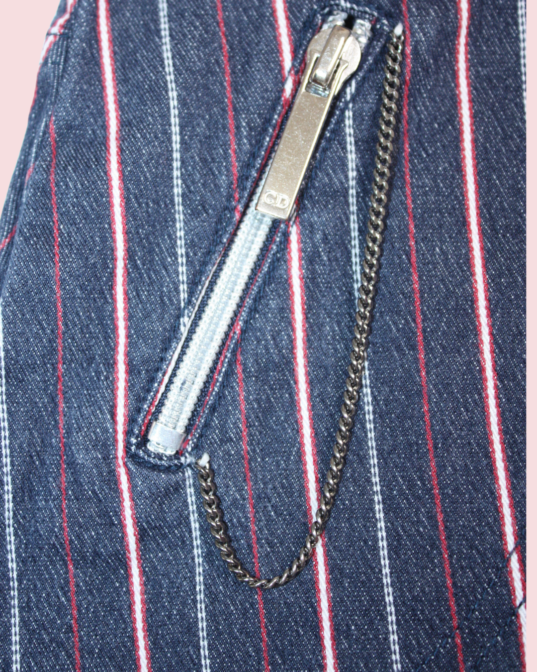 Jupe vintage en jean à rayures