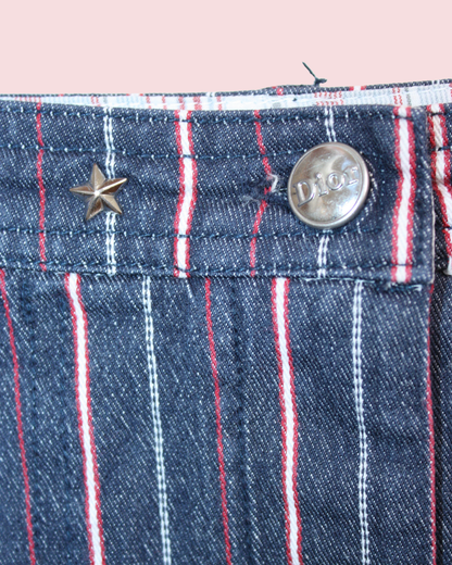 Jupe vintage en jean à rayures