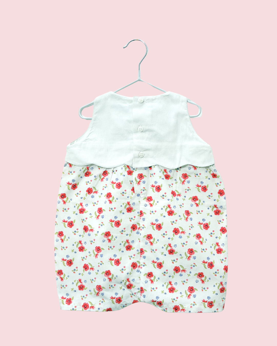 Barboteuse en coton blanc à fleurs 12 mois