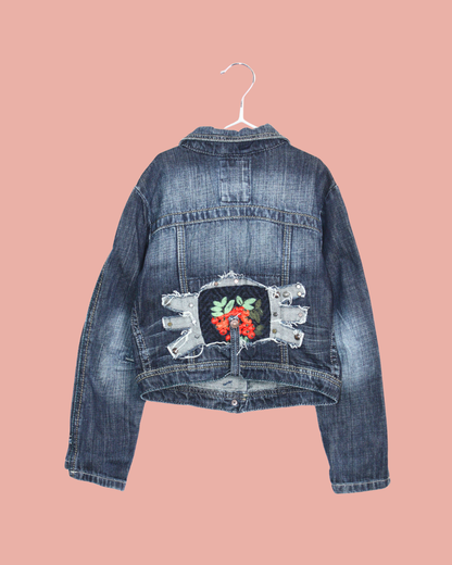 Veste en jean vintage 2000s brodée 6 ans