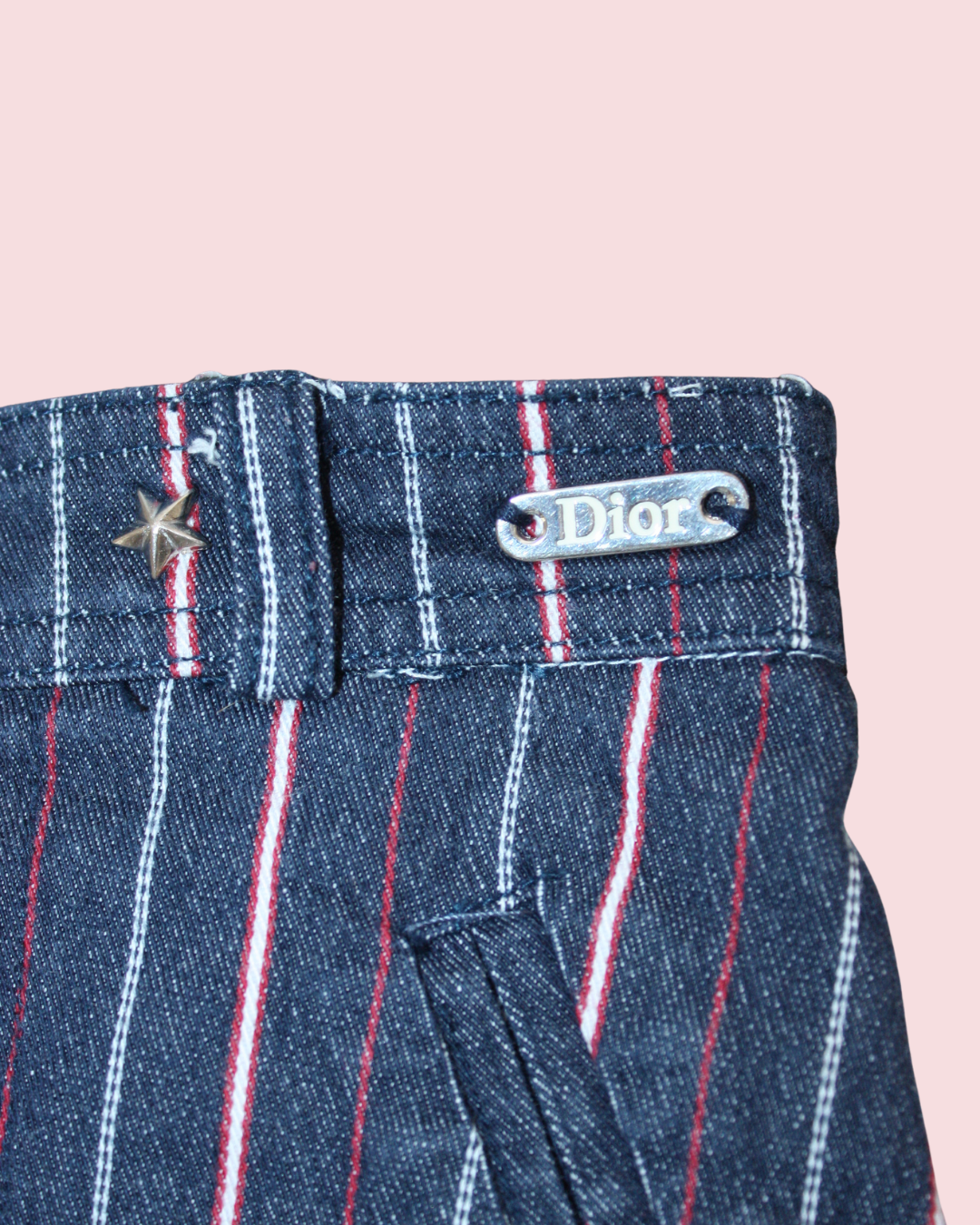 Jupe vintage en jean à rayures