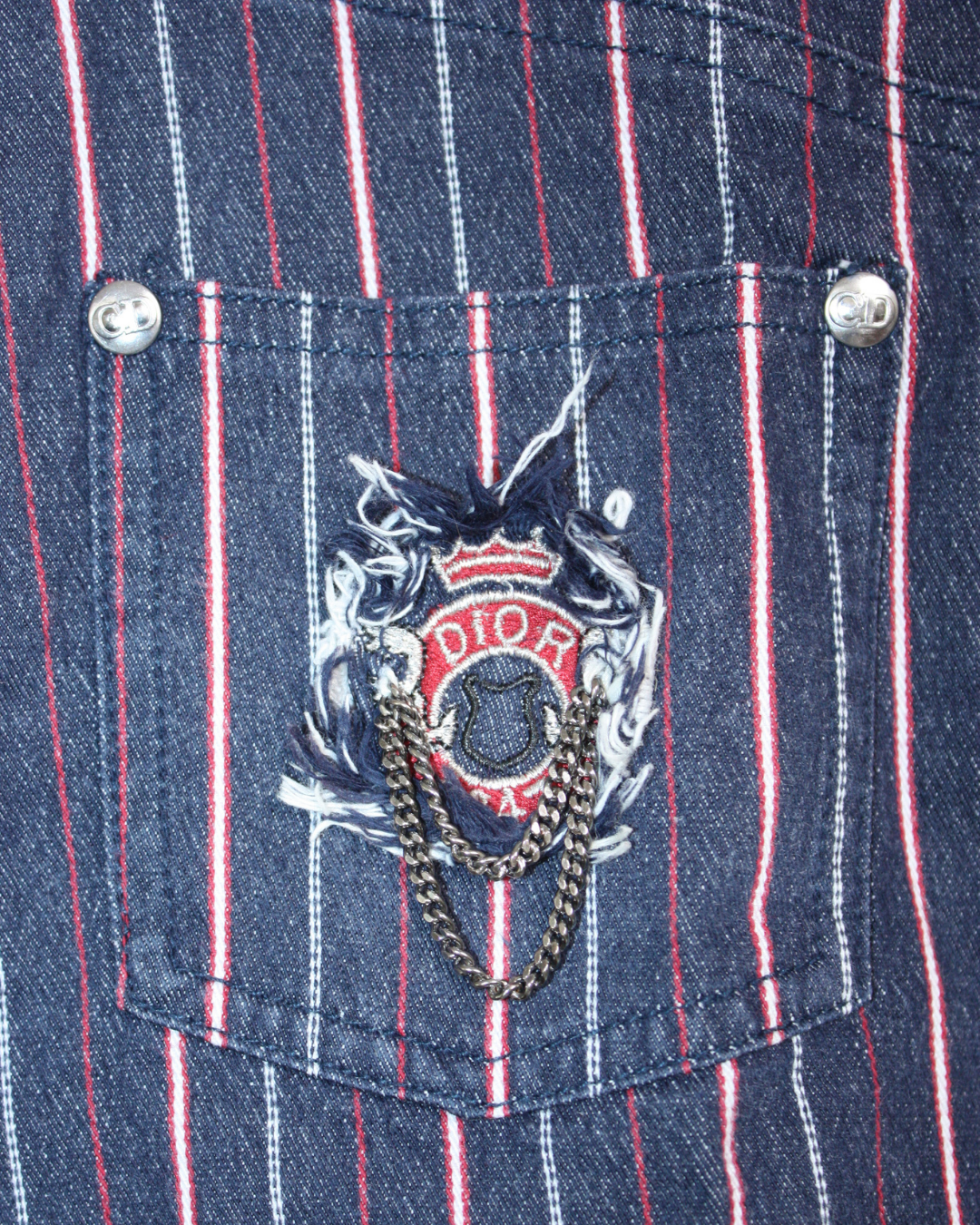 Jupe vintage en jean à rayures