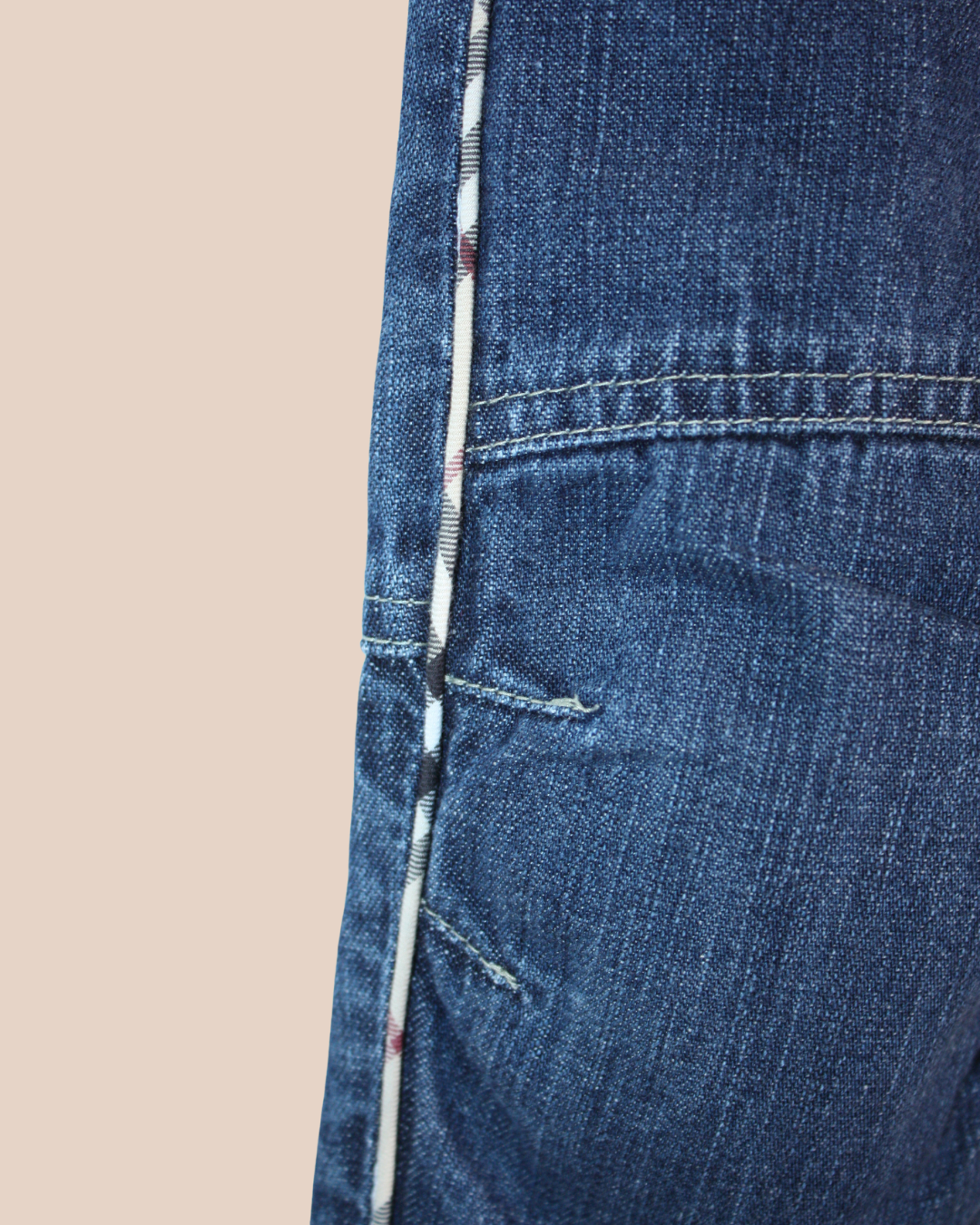 Jean baggy à bordure en tartan 6 mois