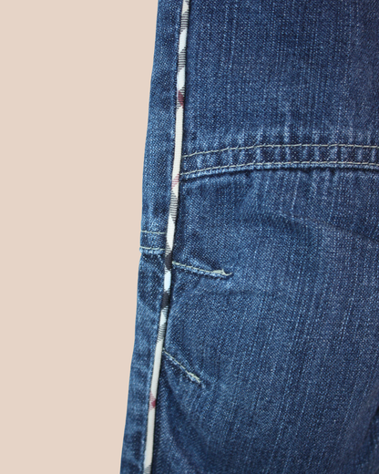 Jean baggy à bordure en tartan 6 mois