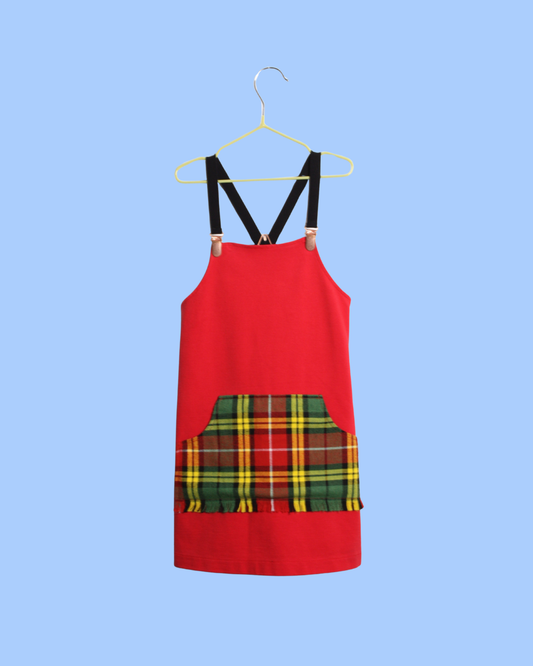 Robe rouge et tartan 5 ans