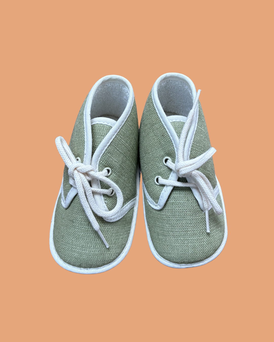 Petites chaussures vintage en toile verte à lacets taille 21