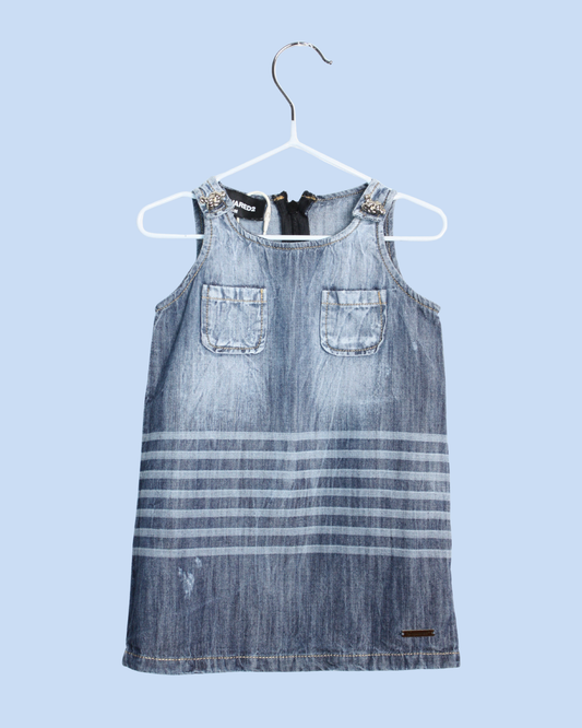 Robe en jean à rayures et noeud marins 6 mois