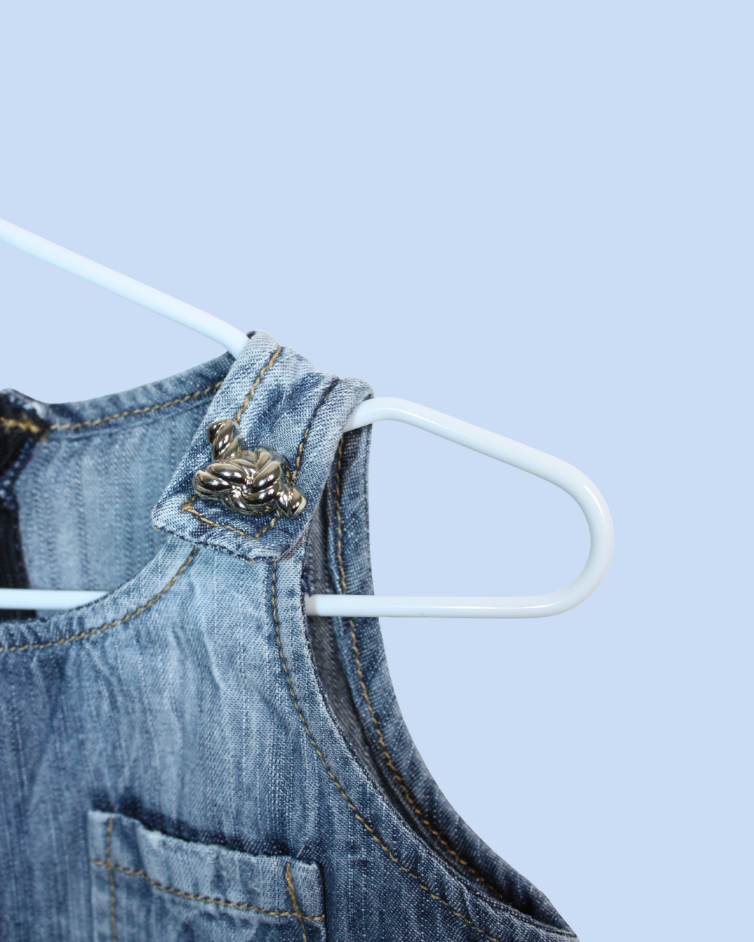 Robe en jean à rayures et noeud marins 6 mois