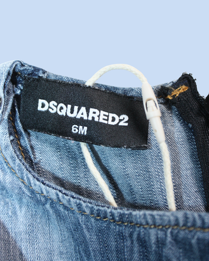 Robe en jean à rayures et noeud marins 6 mois