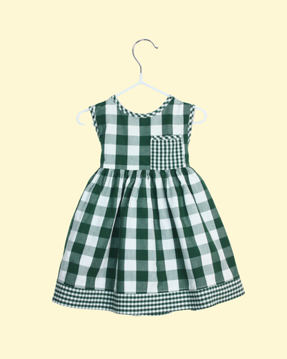 Robe vintage à carreaux verts 6 mois