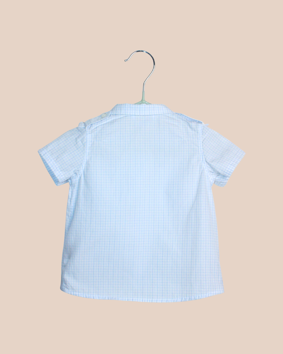 Chemise courte à carreaux bleus 3 mois