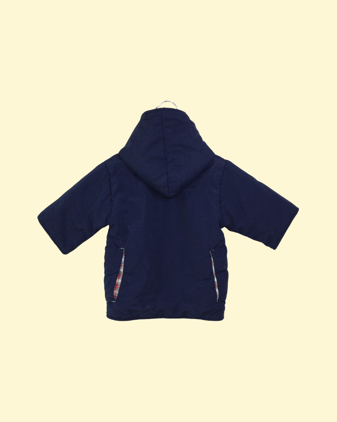 Manteau vintage bleu doublure en tartan 3 mois