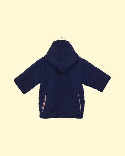 Manteau vintage bleu doublure en tartan 3 mois