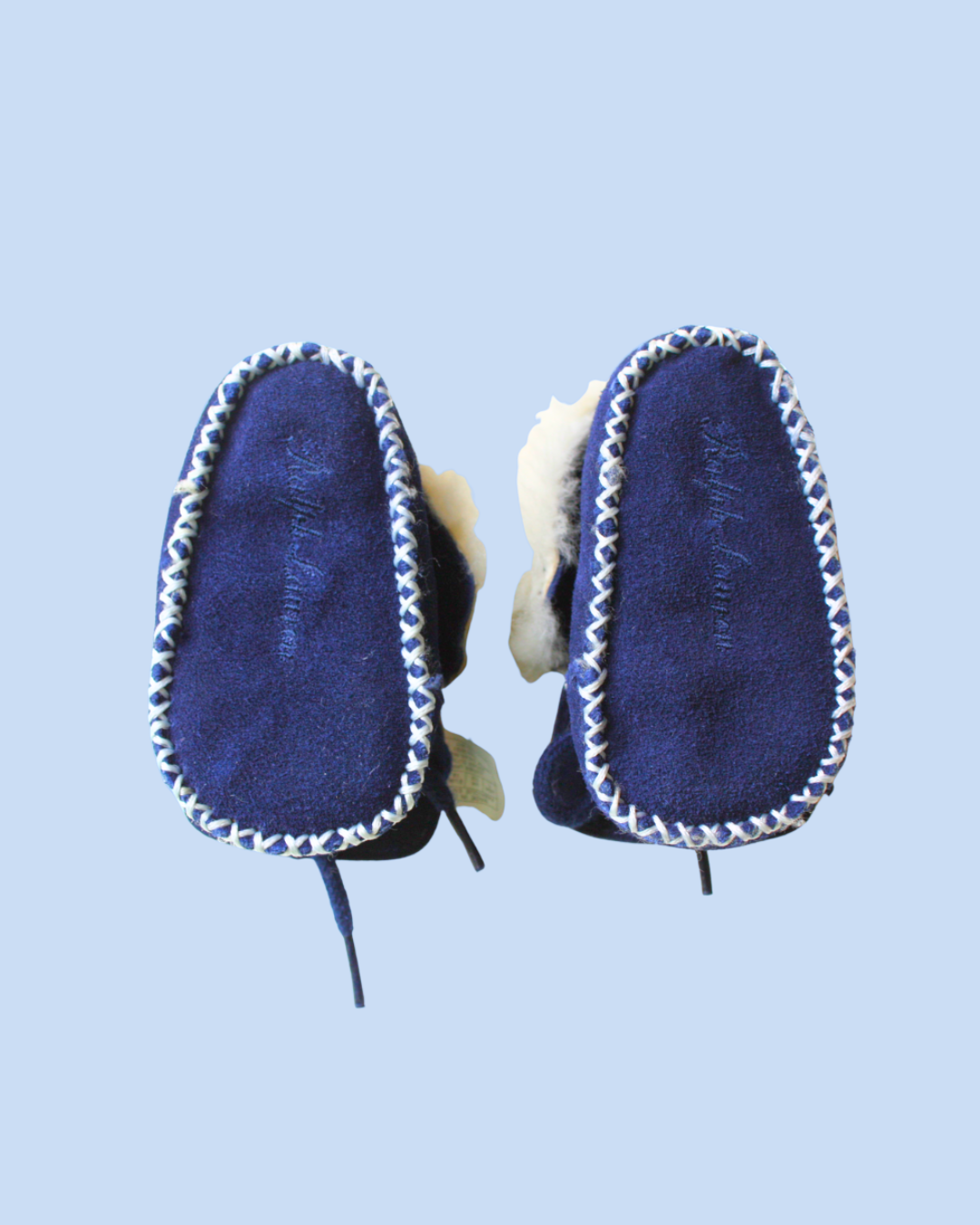 Mocassins en peau de mouton bleus taille 16