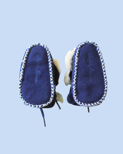 Mocassins en peau de mouton bleus taille 16