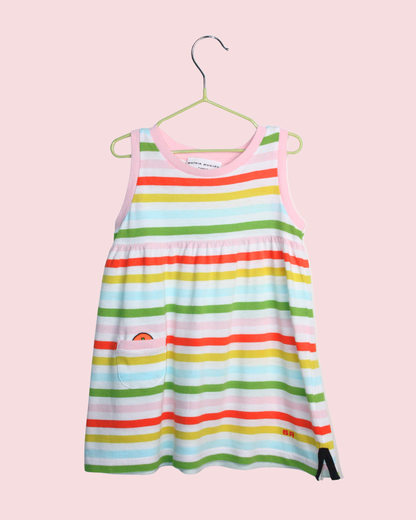 Ensemble robe et bloomer en coton rayée 12 mois