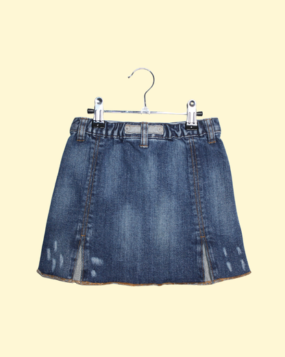 Jupe en jean vintage Y2K avec détails en cuir 6 ans