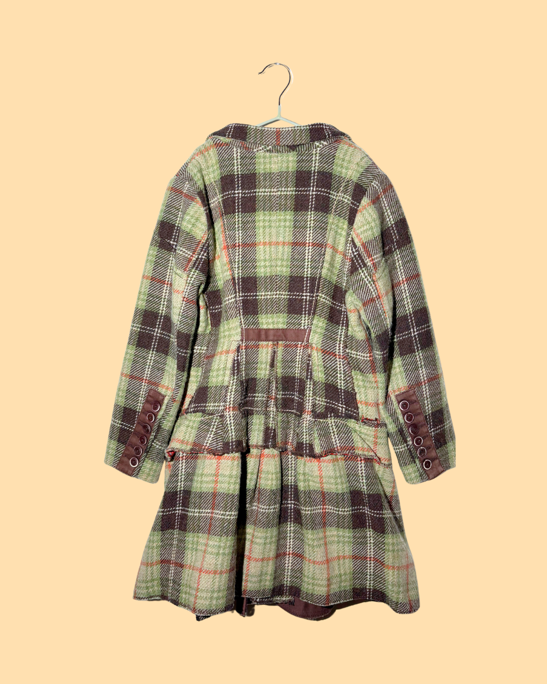 Manteau vintage en laine à carreaux 8 ans