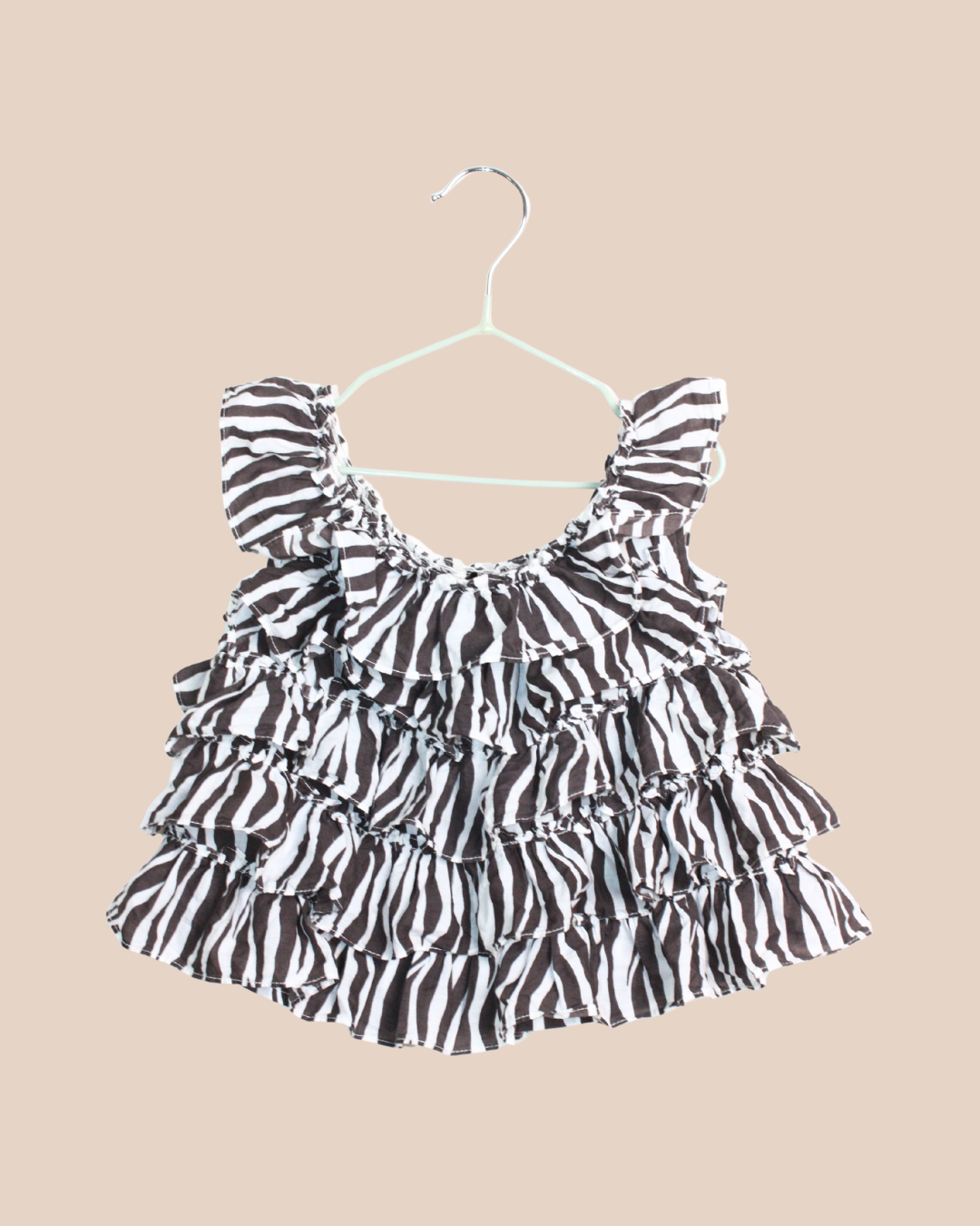 Top à volants et motif zèbre 4 ans