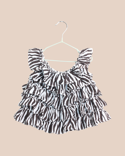Top à volants et motif zèbre 4 ans