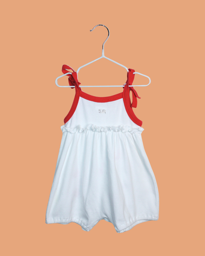 Barboteuse vintage en coton blanc brodée 3 mois