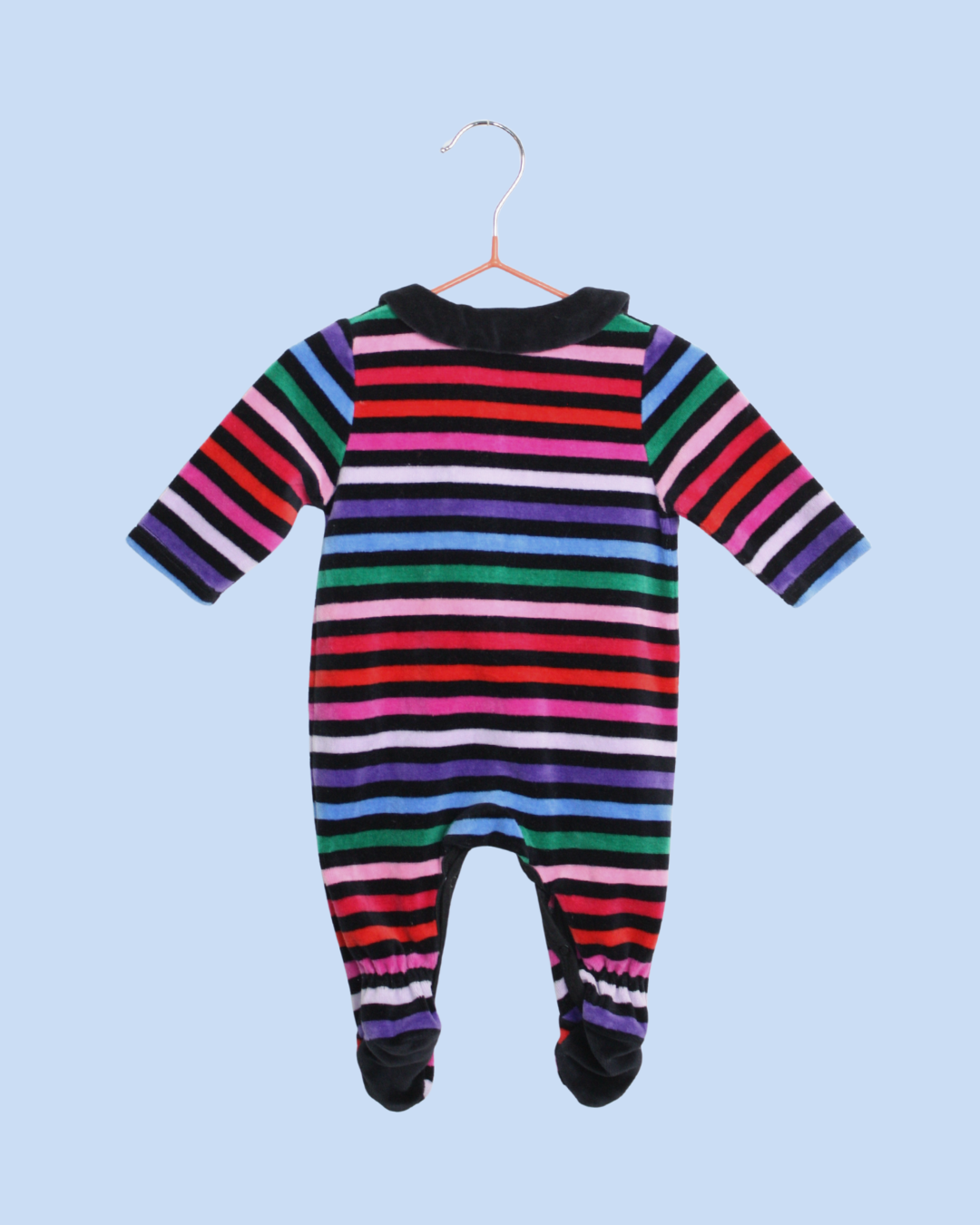 Grenouillère vintage en velours rayé 3 mois