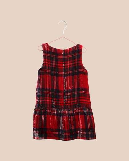 Robe en velours de soie tartan 3 ans