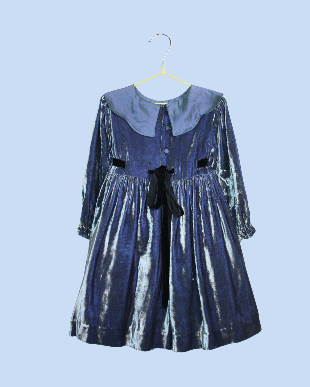 Robe bleue vintage en tulle et velours 2 ans