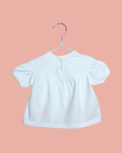 T-shirt blanc à fleurs 3 mois