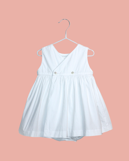 Robe barboteuse blanche à fleurs et noeud 6 mois