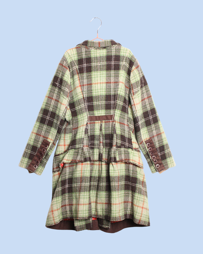 Manteau vintage en laine à carreaux 8 ans