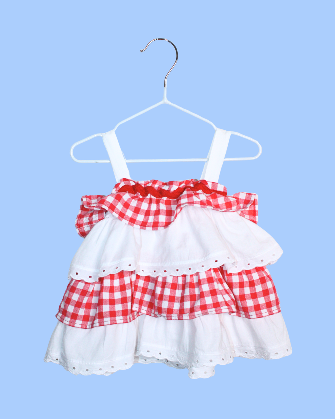 Robe à imprimé vichy et dentelle 6 mois