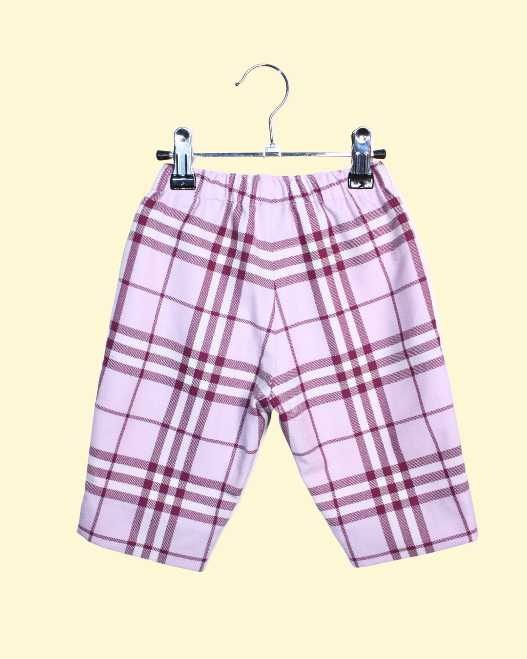Pantalon en tartan de laine rose et mauve 6 mois
