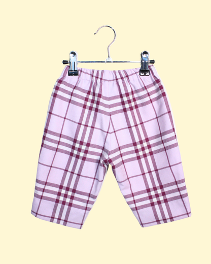 Pantalon en tartan de laine rose et mauve 6 mois