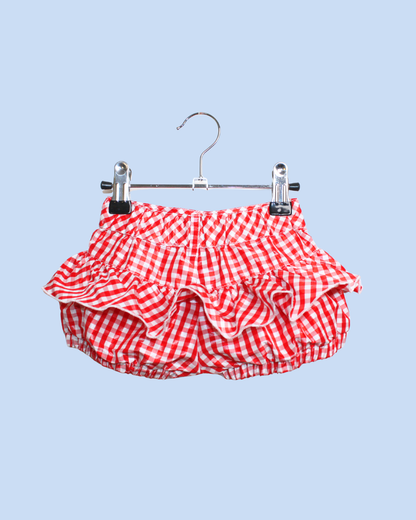 Short bloomer vichy à volants 3 mois