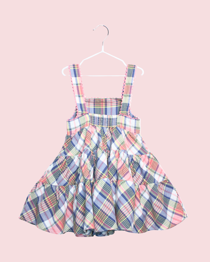 Robe rose à carreaux 2 ans