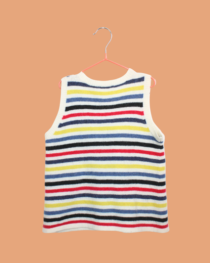 Pull vintage rayé en laine d'agneau 6 ans