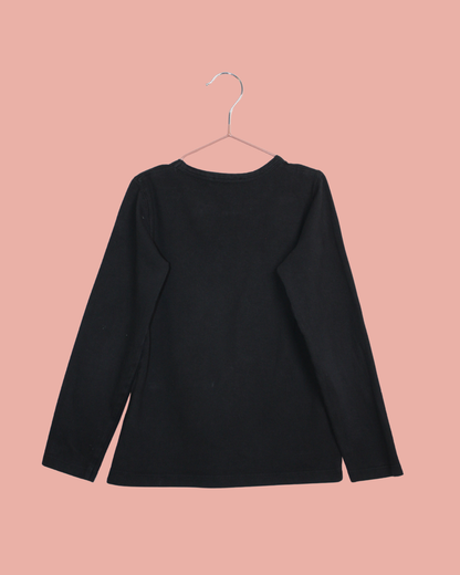 Top noir vintage imprimé 6 ans