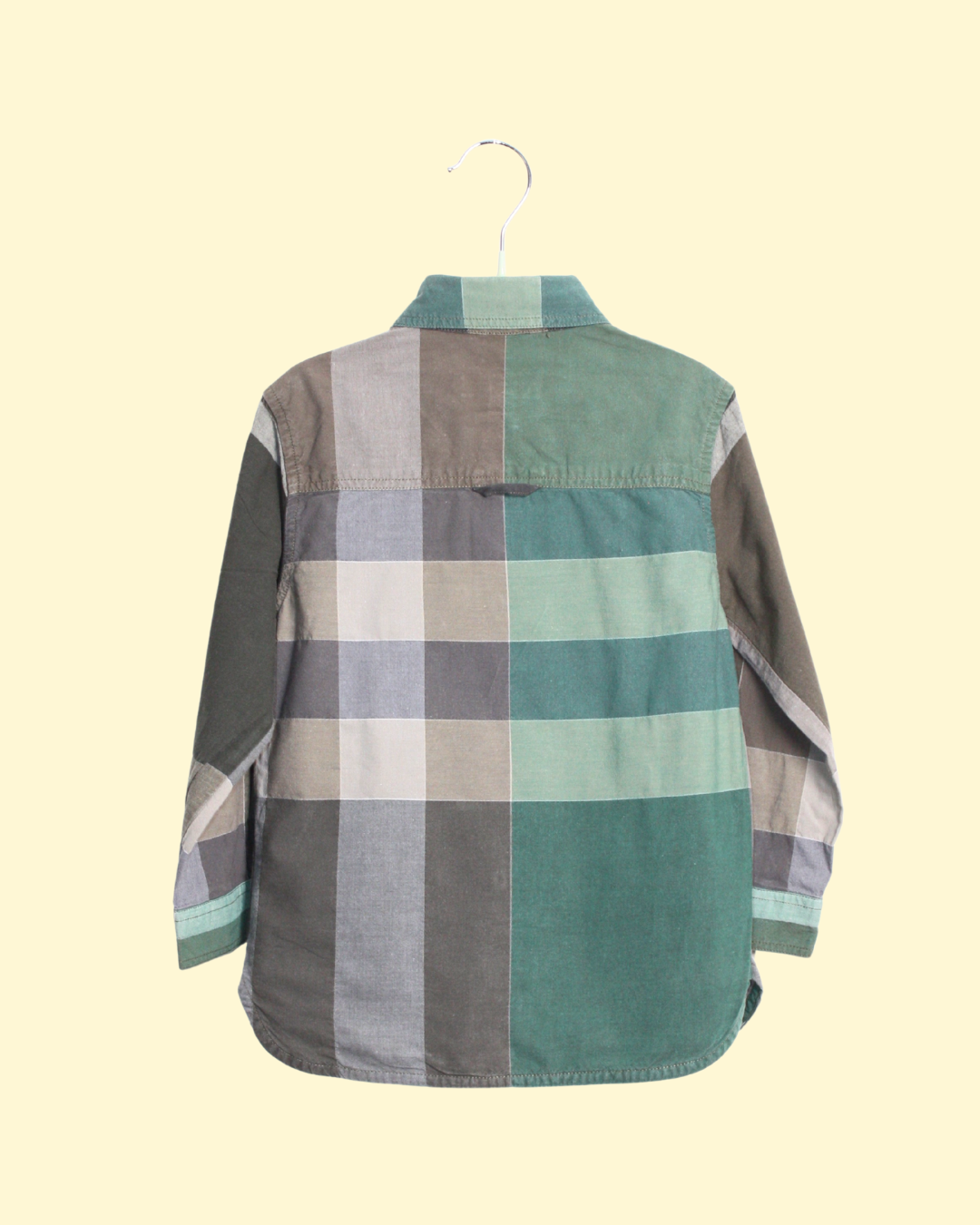 Chemise tartan verte et grise 2 ans