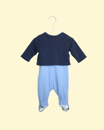 Ensemble pyjama et gilet bleus 1 mois