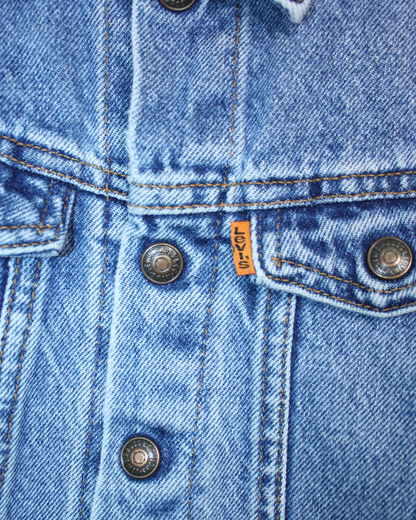 Veste en jean rare vintage 90s orange tab Made in USA 6 ans