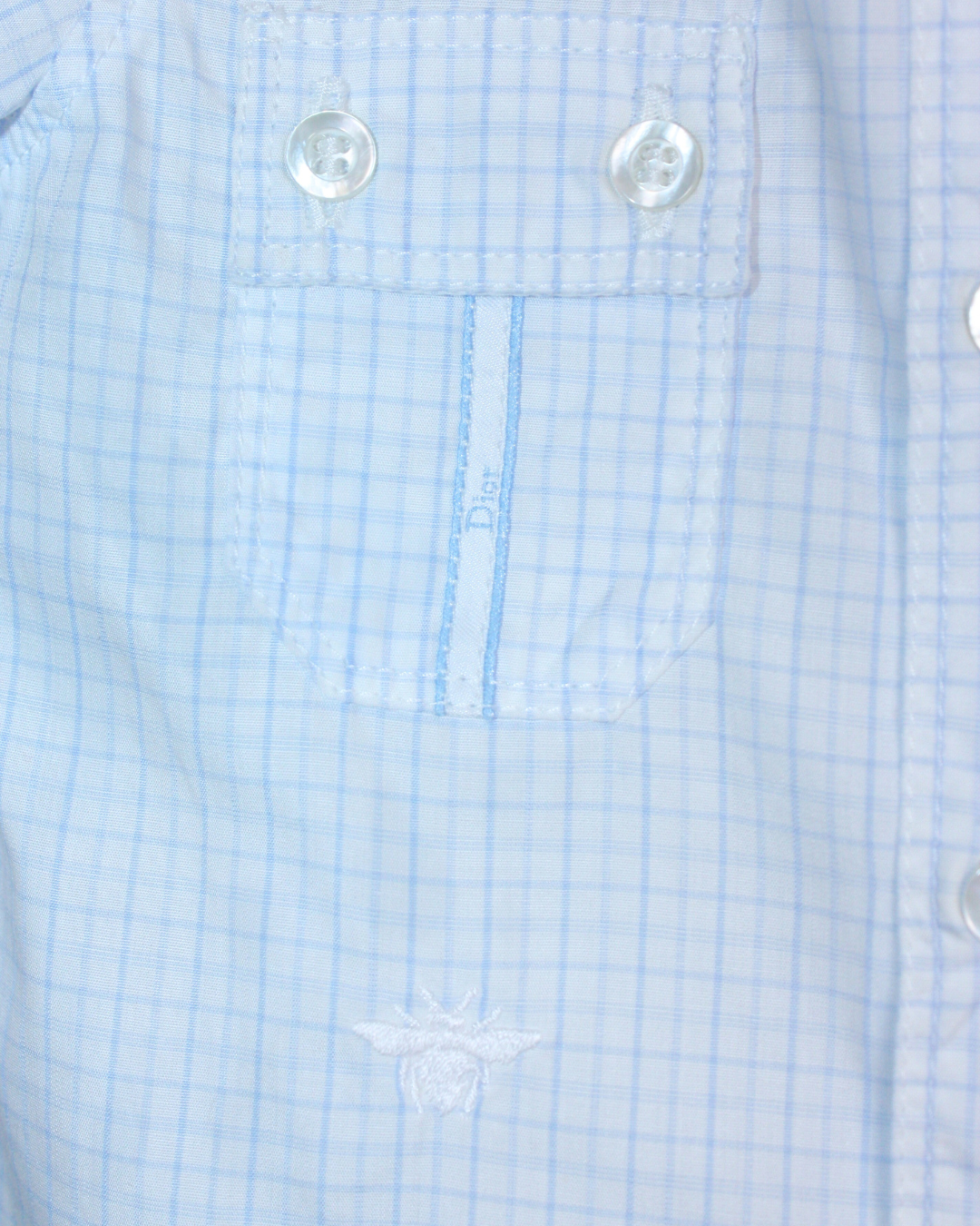 Chemise courte à carreaux bleus 3 mois