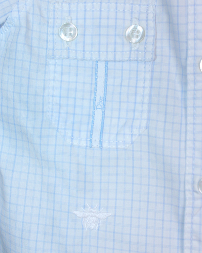 Chemise courte à carreaux bleus 3 mois